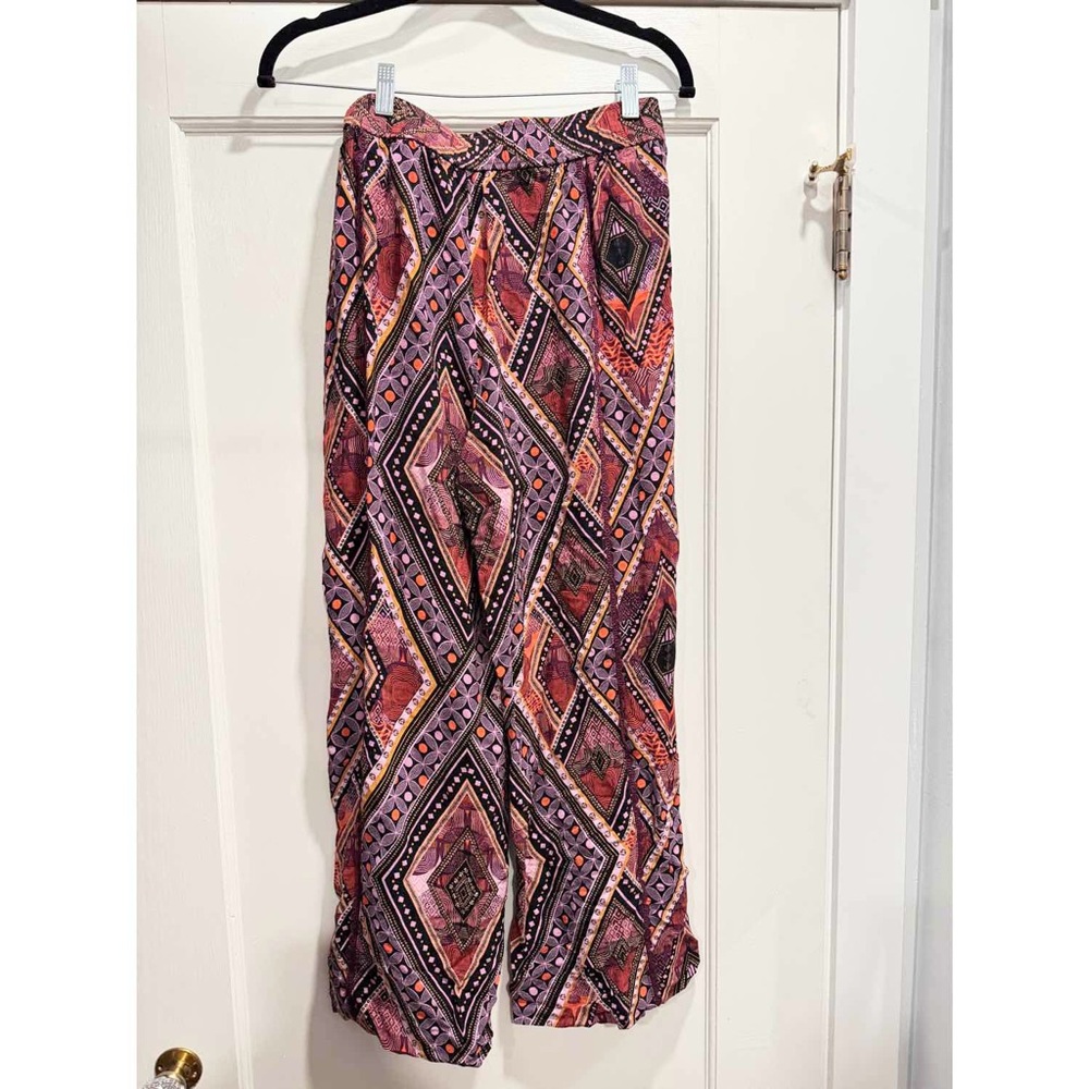 Anthropologie Layla Wide Leg Pull On Pants Size 4 Purple Boho Beachy Summer Crop - Picture 3 of 11